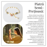 Energie Feminina- Bratara cu Perle, Piatra lunii si Cristal Capsuna