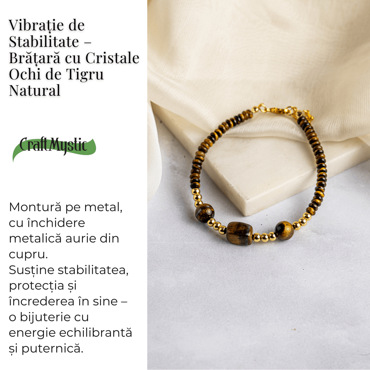 Vibratie de Stabilitate - Bratara cu Ochi de Tigru Natural