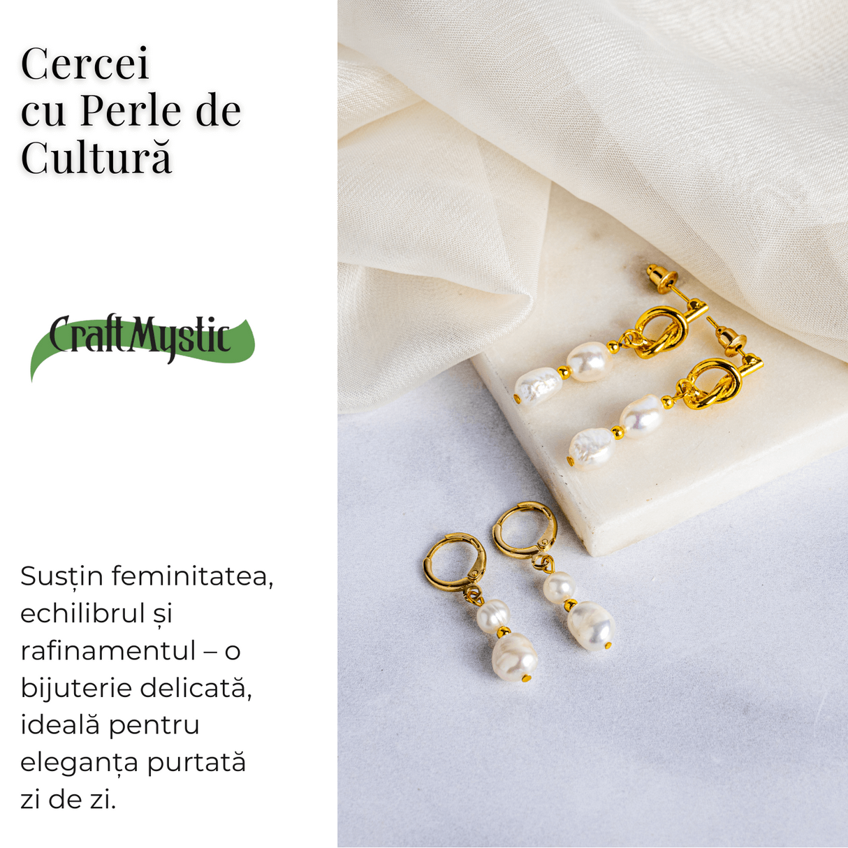 Bijuterie feminina, cercei cu perle de cultura - Rafinament si simplitate aurie