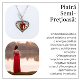 Colier inimioara cu chihlimbar si montura argint 925 - Protectie, caldura si echilibru emotional