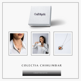 Colier inimioara cu chihlimbar si montura argint 925 - Protectie, caldura si echilibru emotional