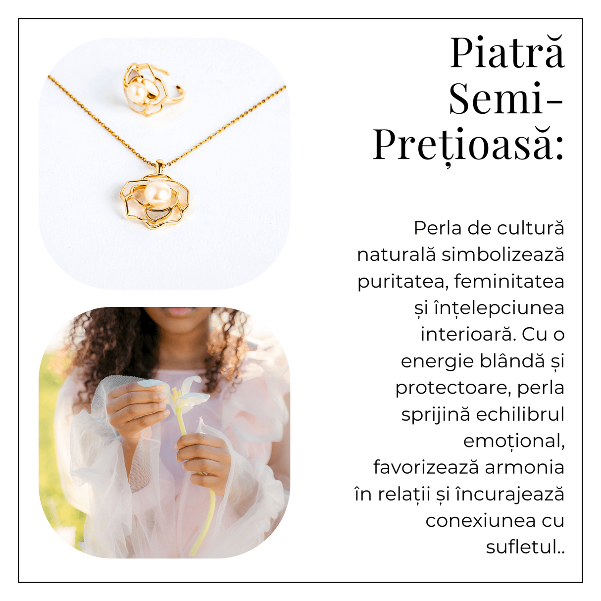 Colier Bijuterie florala cu perla naturala - Simbol al feminitatii autentice