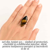 Inel Ajustabil Argint 925 cu Ochi de Tigru - Protectie si Claritate Mentala Zilnica
