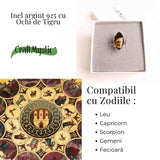 Inel Ajustabil Argint 925 cu Ochi de Tigru - Protectie si Claritate Mentala Zilnica