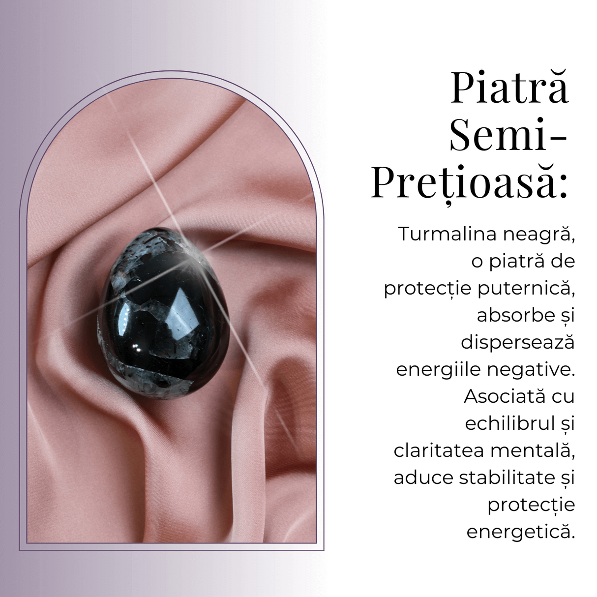Ou Handmade de 50mm din Piatra Naturala de Turmalina Neagra