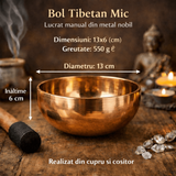 Bol Tibetan Mic din Cupru si Cositor 13 cm - Instrument de Armonizare, Calm si Echilibru Interior
