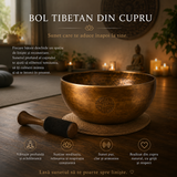 Bol Tibetan din Cupru Rotund 22.5 cm – Armonie Interioara si Relaxare Profunda