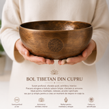 Bol Tibetan din Cupru Rotund 22.5 cm – Armonie Interioara si Relaxare Profunda