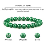 Bratara de jad cu margele de 8 mm pentru femei si barbati - Aduce noroc, bogatie, prosperitate