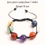 Bratara a 7 Chakre cu Margele de 12 mm din Pietre Semipretioase Naturale - Echilibru si Vindecare
