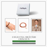 Bratara naturala Agat rosu 6mm cu accesoriu mixt - curaj si protectie