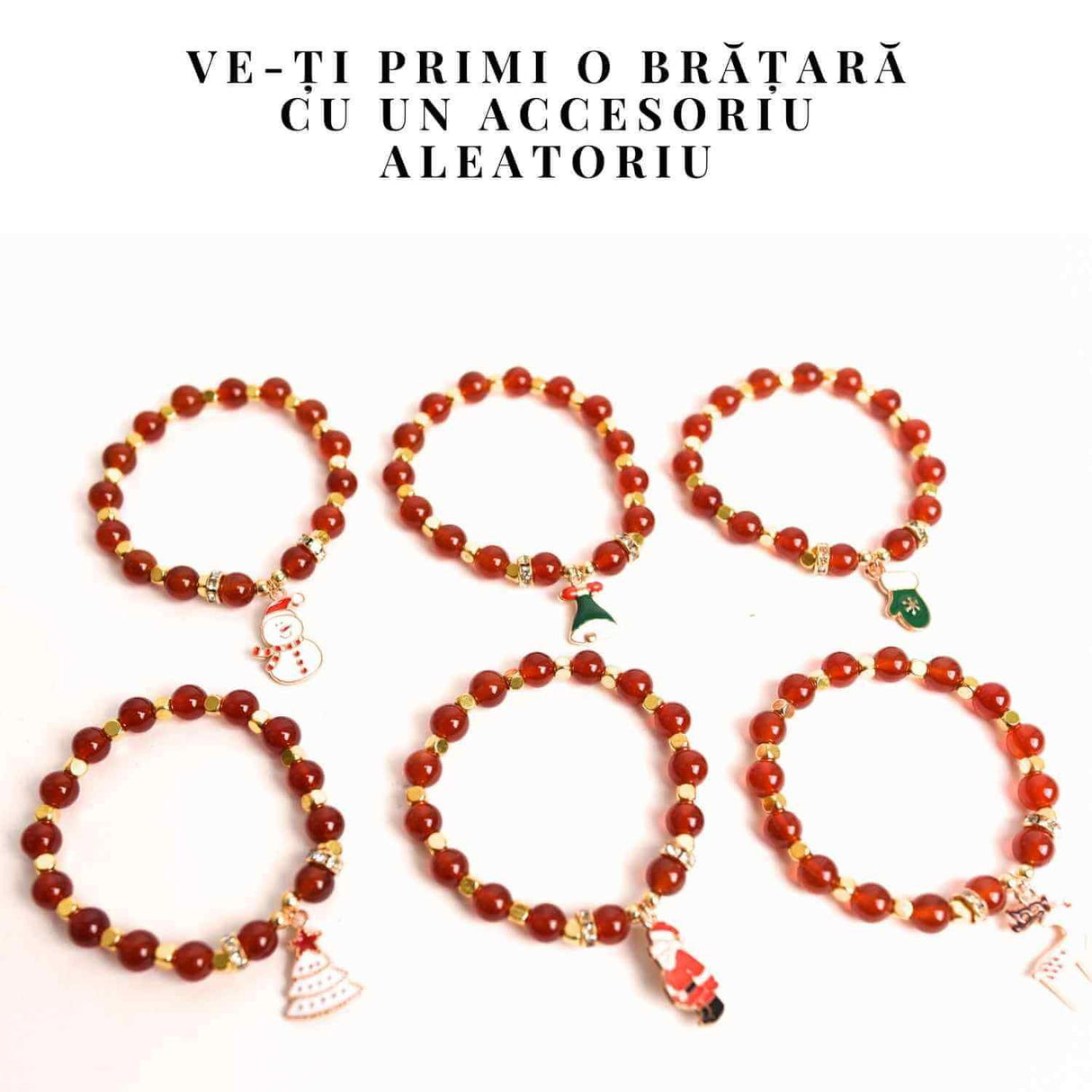 Bratara naturala Agat rosu 6mm cu accesoriu mixt - curaj si protectie