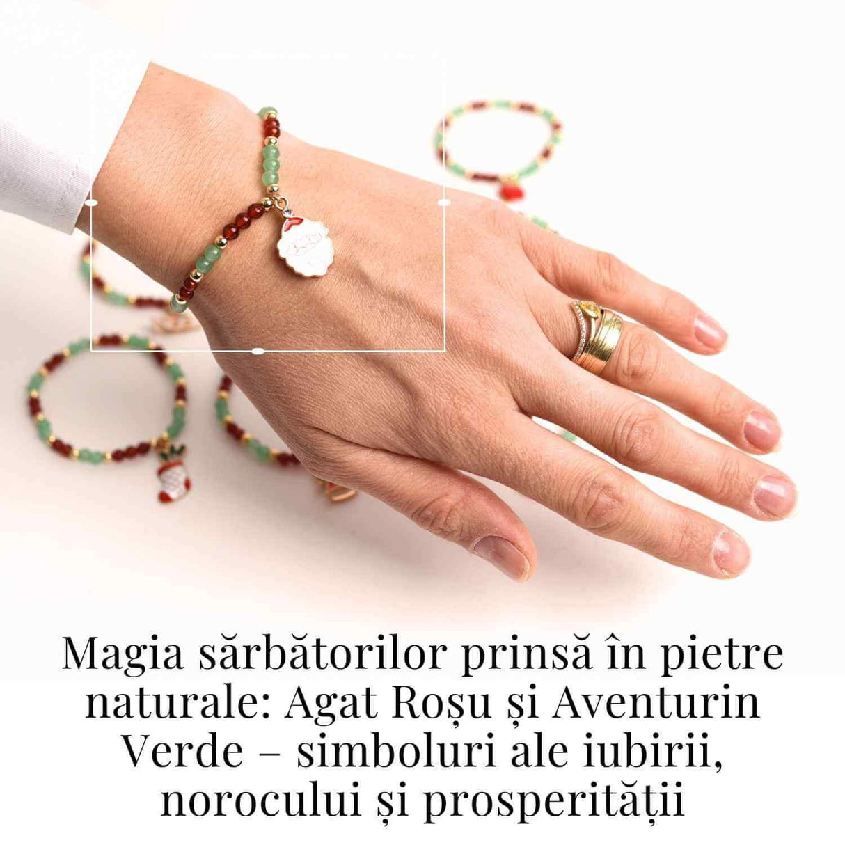 Bratara Agat Rosu si Aventurin Verde, Accesoriu Mixt - Echilibru si Noroc
