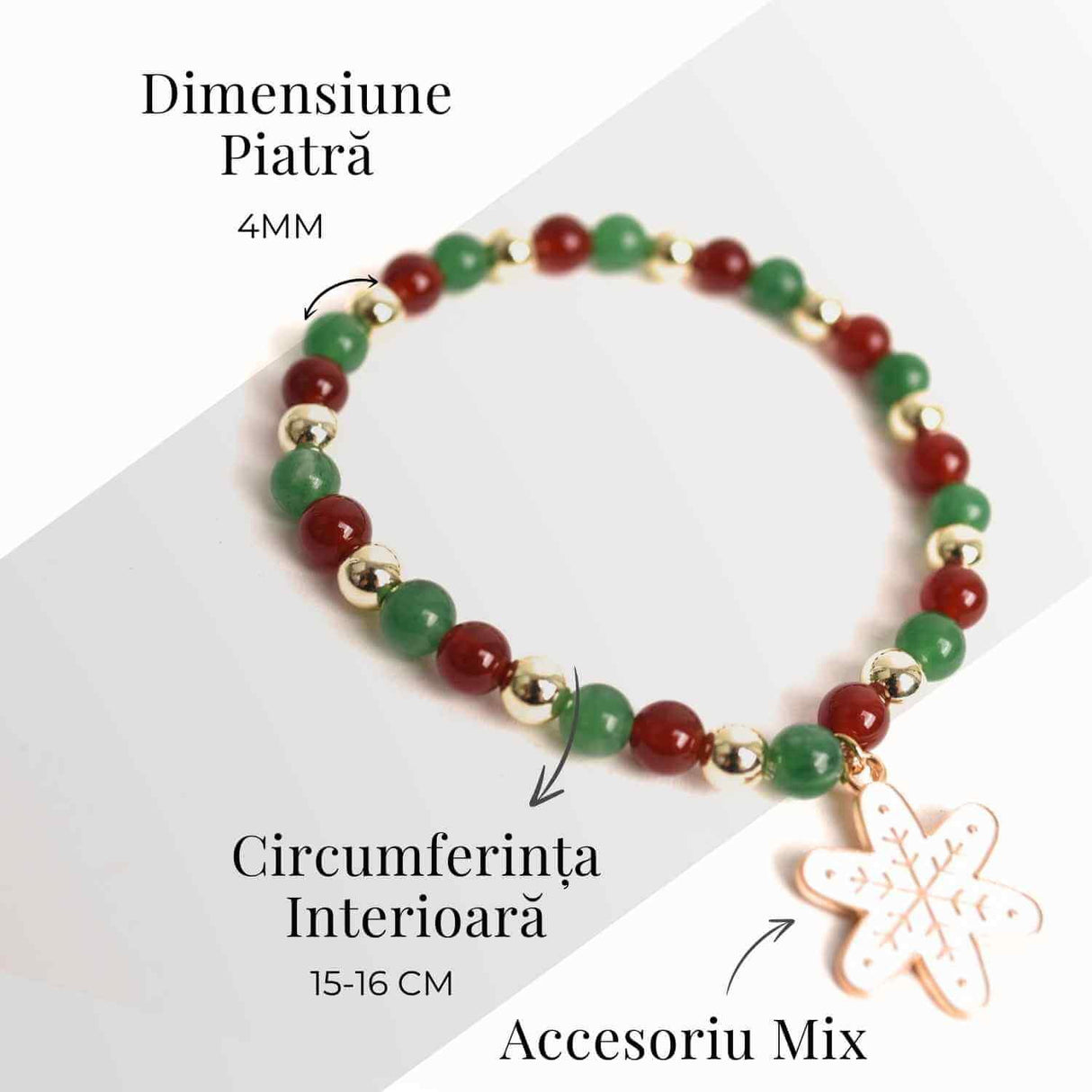 Bratara Agat rosu si aventurin verde 4mm cu accesoriu mixt - echilibru si noroc