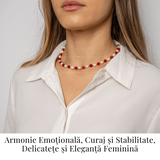 Colier Cupru cu Agat Rosu Fatetat si Perle Naturale - Echilibru, Rafinam si Energie Vitala