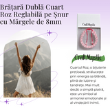 Bratara Dubla Reglabila din Cuart Roz Natural - Armonie si Dragoste
