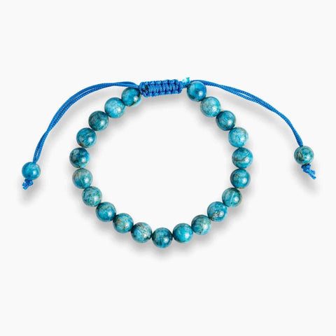 Adjustable Cord Bracelet with 8mm Natural Apatite Stones - Balance and Positive Energy