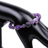 Bratara Elastica cu margele Ametist de 6mm si Farmecul Sistemului Solar - Bratara Handmade pentru Femei