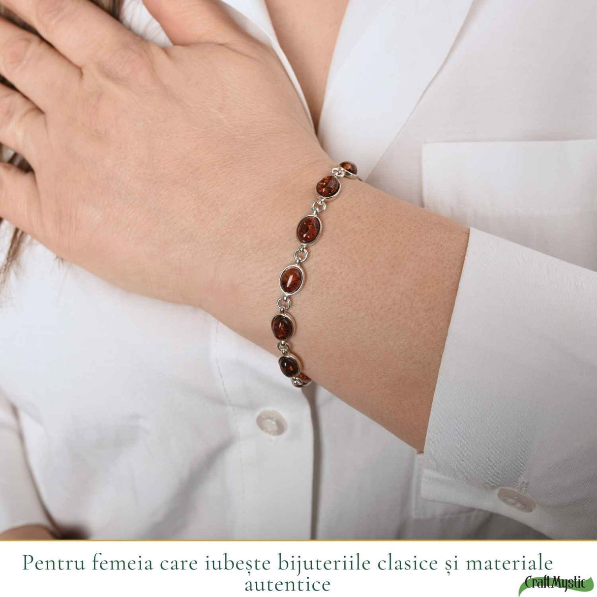 Bratara Argint 925 cu Chihlimbar Natural Oval - Eleganta si Caldura Solara