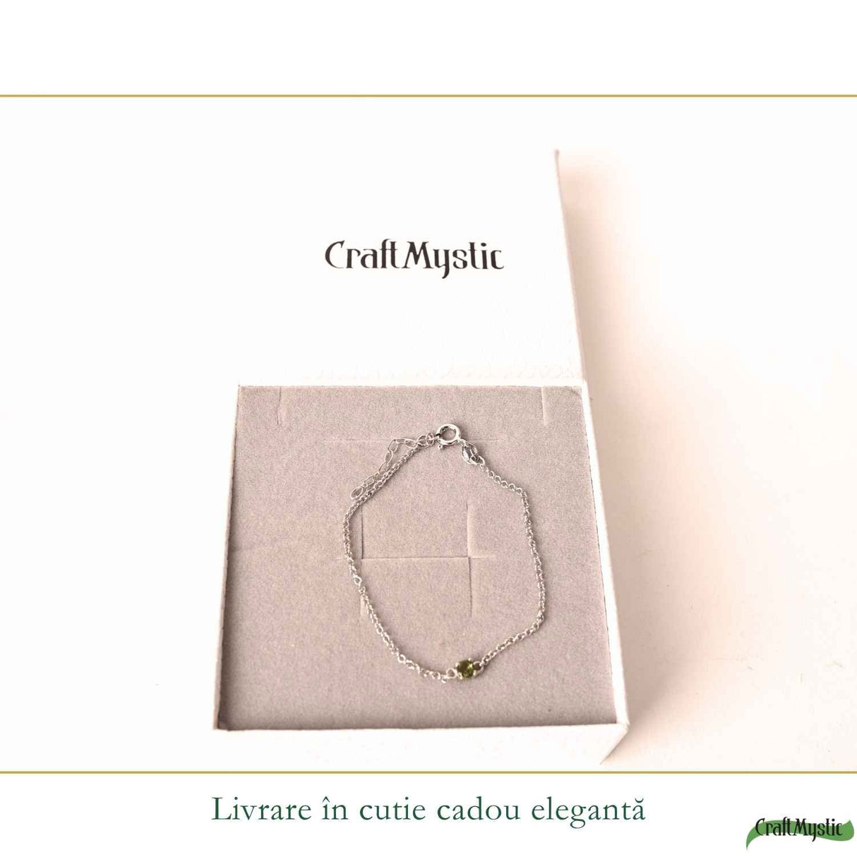 Bratara Argint 925 cu Moldavit Rotund Natural – Intuitie si Transformare Interioara