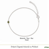 Bratara Argint 925 cu Moldavit Rotund Natural – Intuitie si Transformare Interioara