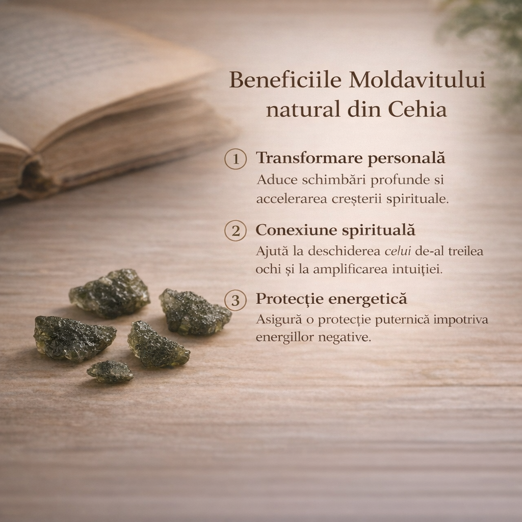 Moldavit natural brut din Cehia 1.1-1.2 grame – Piatra transformarii si protectiei spirituale
