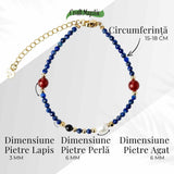 Bratara cu Lapis Lazuli, Agat Rosu si Perla Naturala - Claritate si Armonie Interioara
