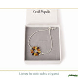Bratara Argint 925 Floare cu Chihlimbar Multicolor Natural - Bucurie si Energie