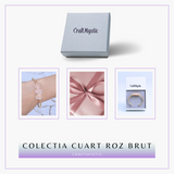 Bratara aurie cu 3 pietre Cuart Roz - Iubire si armonie