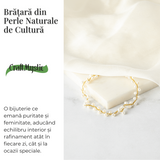 Bratara reglabila din perle de cultura si lant auriu- simbol al feminitatii pure