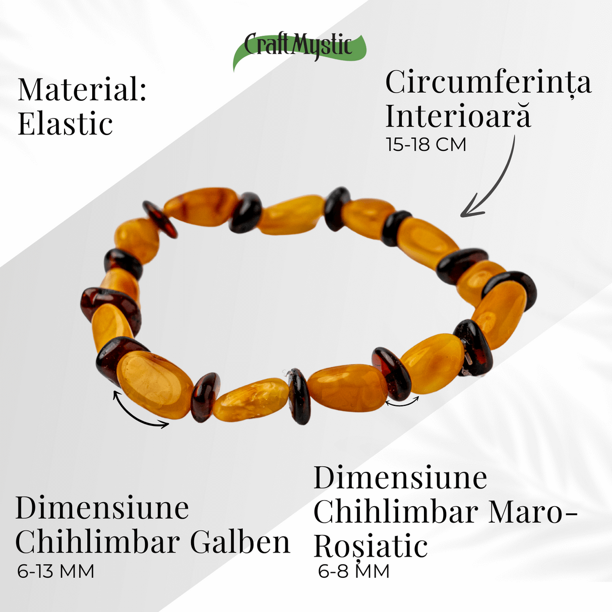 Bratara Chihlimbar Galben si Maro-Rosiatic - Armonie Naturala, Protectie si Caldura Solara