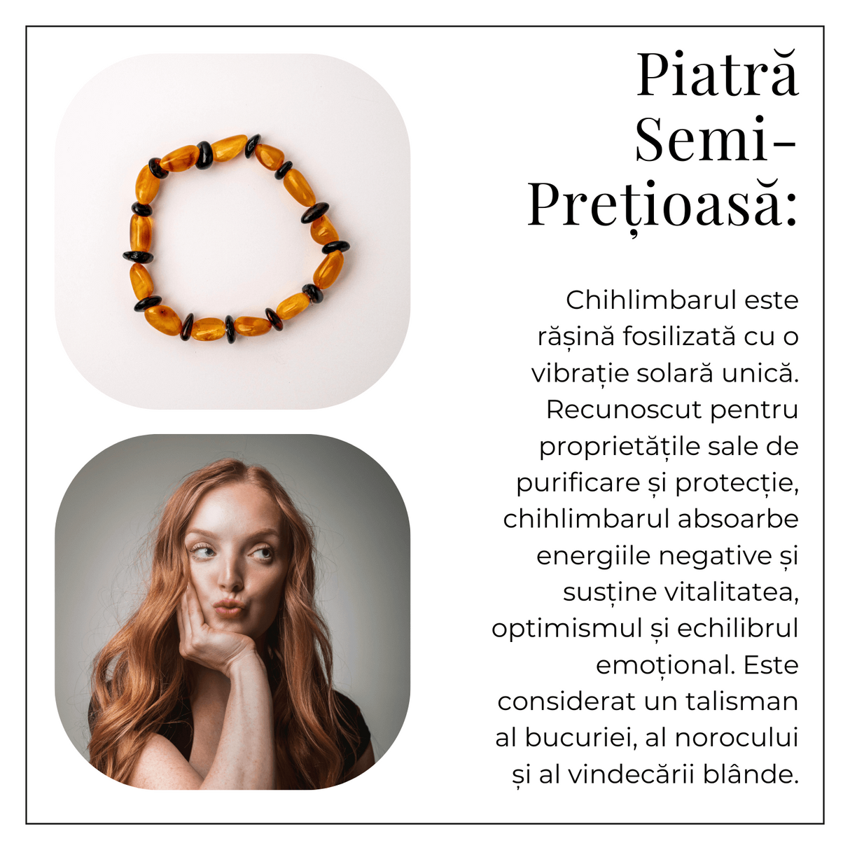 Bratara Chihlimbar Galben si Maro-Rosiatic - Armonie Naturala, Protectie si Caldura Solara