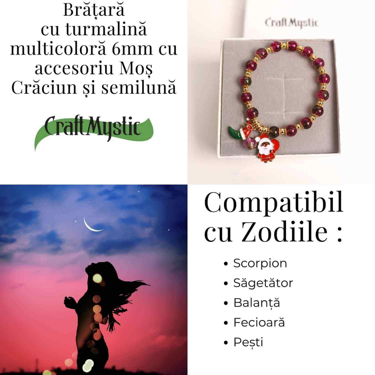 Bratara naturala turmalina multicolora 6mm - echilibru si energie pozitiva