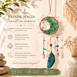 Dreamcatcher cu Aventurin Verde si Felii de Agat in Forma de Soare – Prosperitate si Armonie pentru Casa Ta