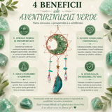 Dreamcatcher cu Aventurin Verde si Felii de Agat in Forma de Soare – Prosperitate si Armonie pentru Casa Ta