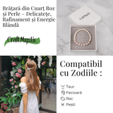 Bratara Cuart Roz si Perle Naturale - Iubire Blanda, Feminitate si Armonie Delicata