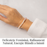 Bratara Cuart Roz si Perle Naturale - Iubire Blanda, Feminitate si Armonie Delicata
