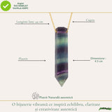 Colier cu Fluorit Natural in Forma de Varf – Claritate Mentala si Inspiratie