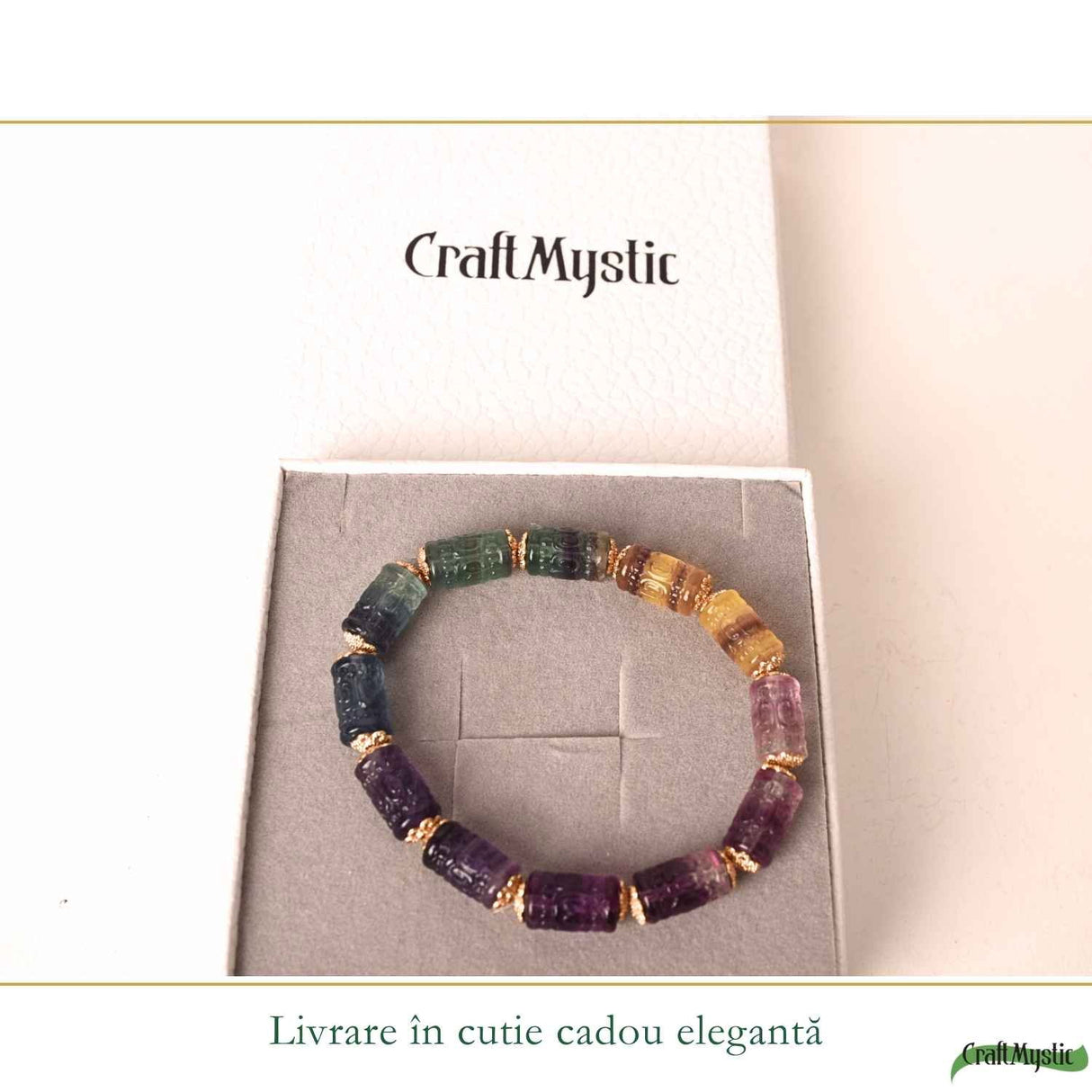 Bratara cu Fluorit Multicolor Natural – Claritate Mentala si Armonie
