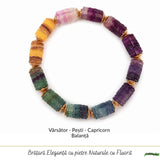 Bratara cu Fluorit Multicolor Natural – Claritate Mentala si Armonie