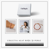 Bratara Agat Rosu si Perle Naturale - Energie, Eleganta si Armonie Feminina
