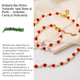 Bratara Agat Rosu si Perle Naturale - Energie, Eleganta si Armonie Feminina