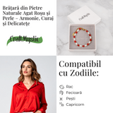 Bratara Agat Rosu si Perle Naturale - Energie, Eleganta si Armonie Feminina