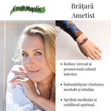 Bratara dubla metalica aurie cu ametist natural pentru calm si claritate mentala