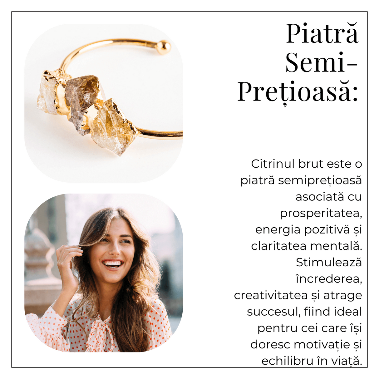 Bratara Aurie cu Triplu Citrin Brut - Energie Pozitiva & Prosperitate