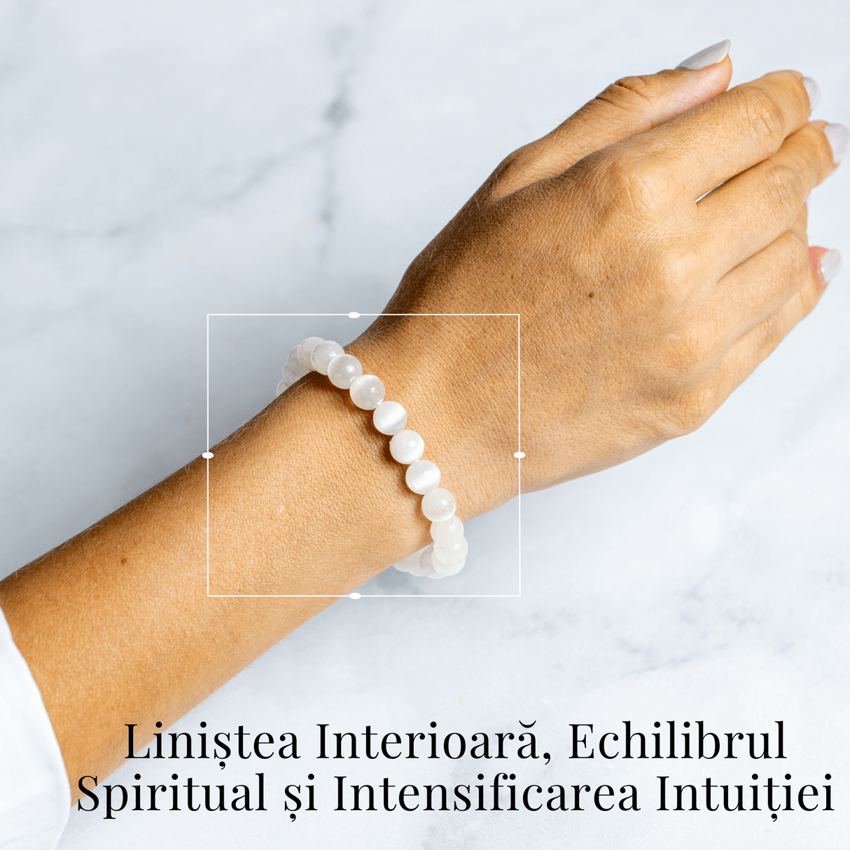 Bratara din Selenit Natural 8mm - Echilibru si Claritate