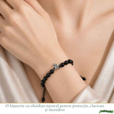 Bratara cu Obsidian Natural si Calut – Protectie, Curaj si Libertate