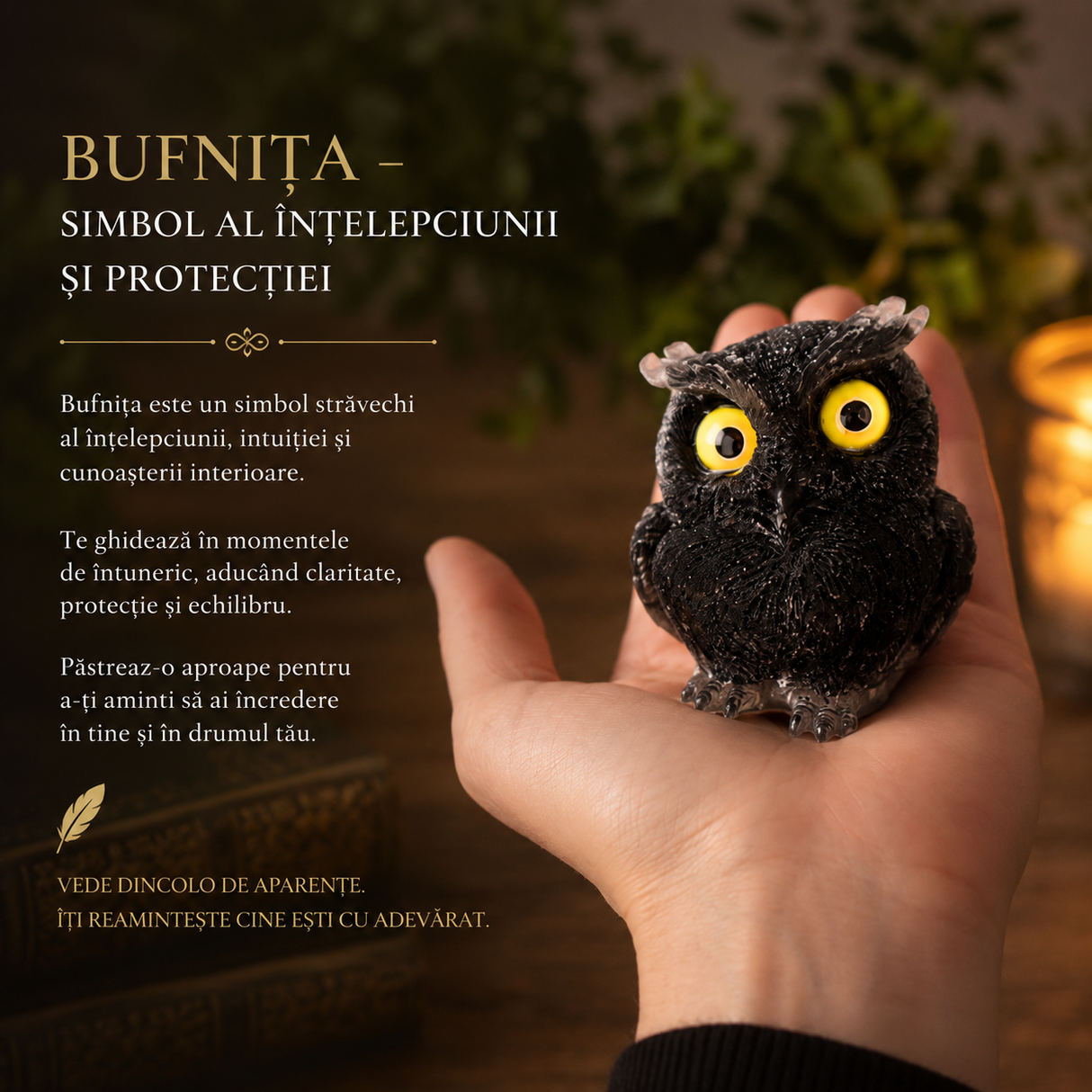 Bufnita din Obsidian Natural – Protectie, Claritate si Intelepciune