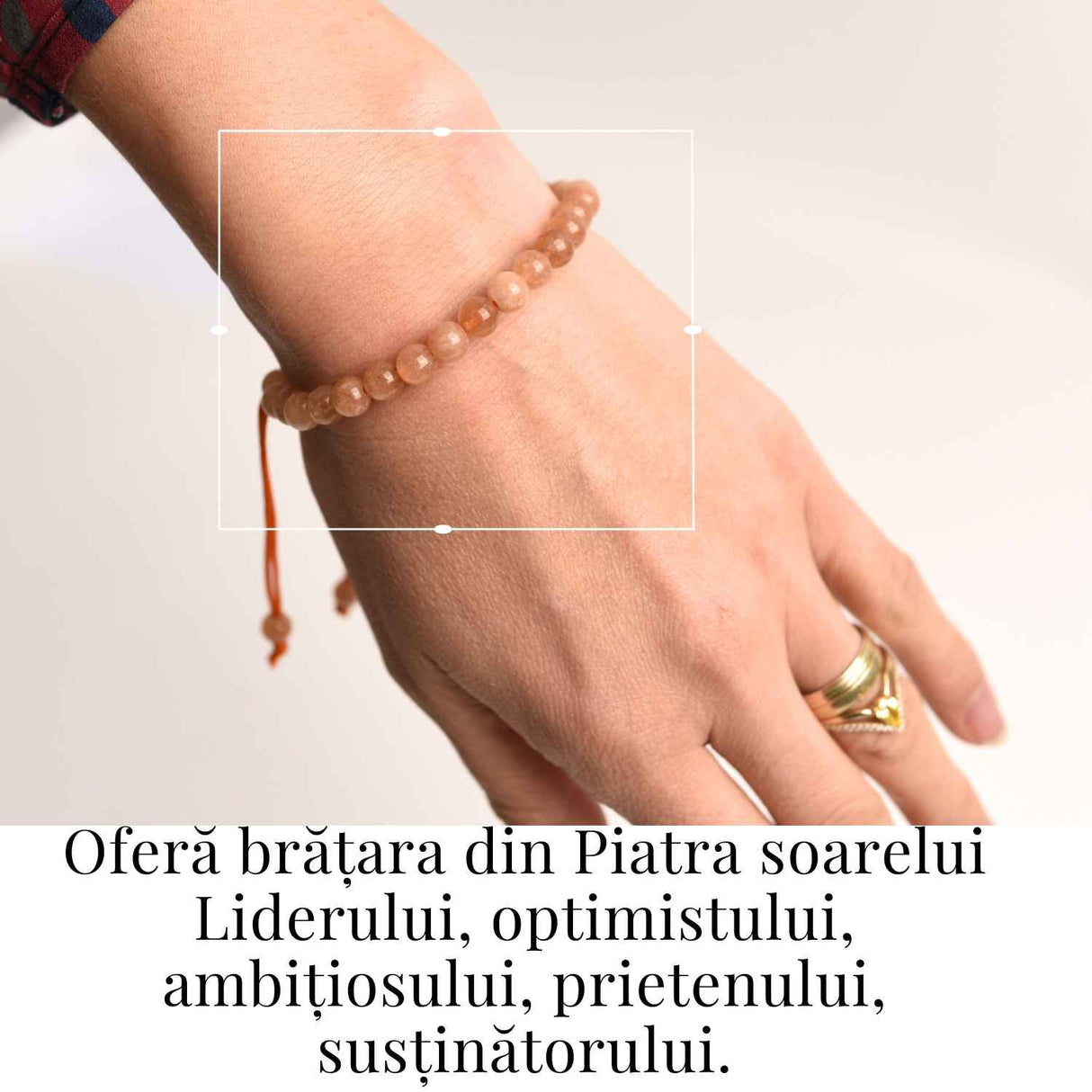 Bratara cu piatra soarelui 6mm ajustabila - Incredere si Energie