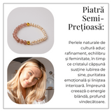 Bratara cu Cristal Capsuna si Perle Naturale - Delicatete, Feminitate si Lumina Interioara